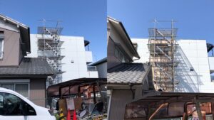 外壁の貼替に着手しました。